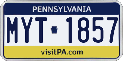 PA license plate MYT1857