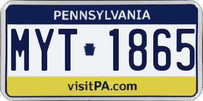 PA license plate MYT1865