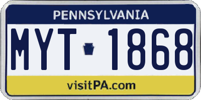 PA license plate MYT1868
