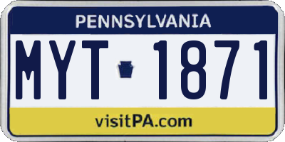 PA license plate MYT1871