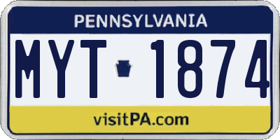 PA license plate MYT1874