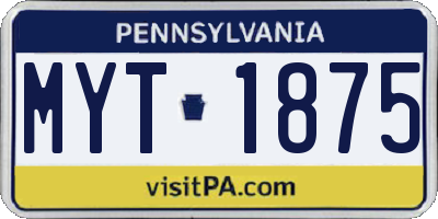 PA license plate MYT1875