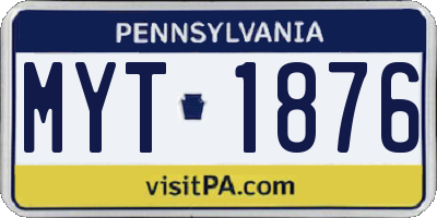 PA license plate MYT1876
