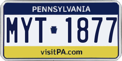 PA license plate MYT1877