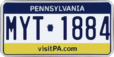 PA license plate MYT1884