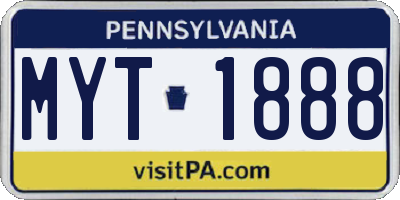 PA license plate MYT1888