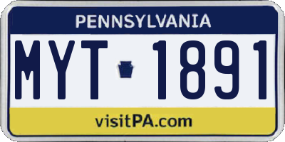 PA license plate MYT1891