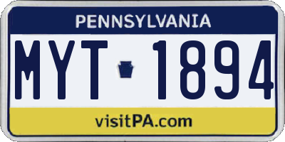 PA license plate MYT1894