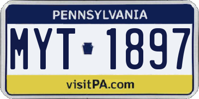 PA license plate MYT1897