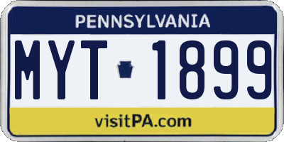 PA license plate MYT1899