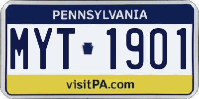 PA license plate MYT1901