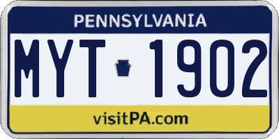 PA license plate MYT1902