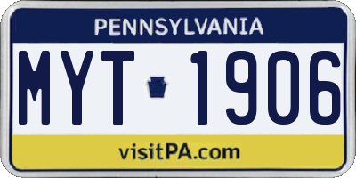PA license plate MYT1906