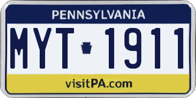 PA license plate MYT1911