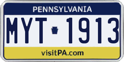 PA license plate MYT1913