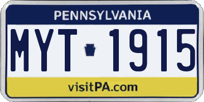 PA license plate MYT1915