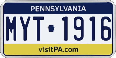 PA license plate MYT1916