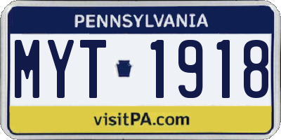 PA license plate MYT1918