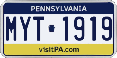 PA license plate MYT1919
