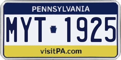 PA license plate MYT1925