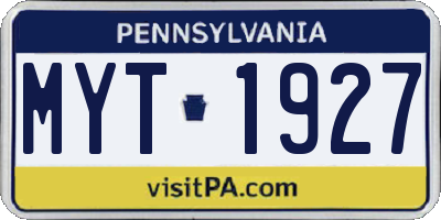 PA license plate MYT1927