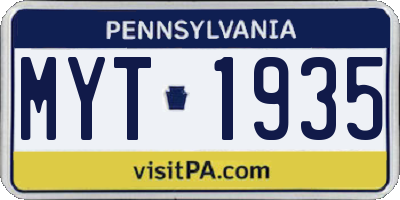 PA license plate MYT1935
