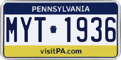 PA license plate MYT1936