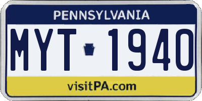 PA license plate MYT1940