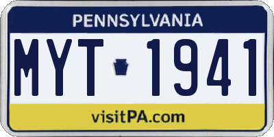 PA license plate MYT1941