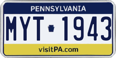 PA license plate MYT1943