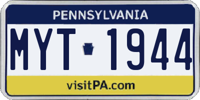 PA license plate MYT1944
