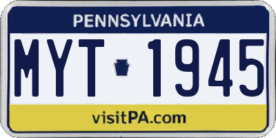 PA license plate MYT1945