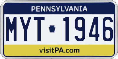 PA license plate MYT1946