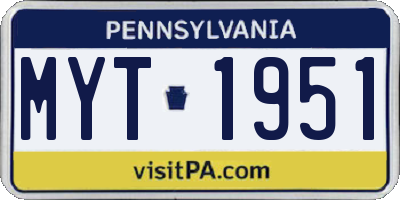PA license plate MYT1951