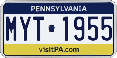 PA license plate MYT1955