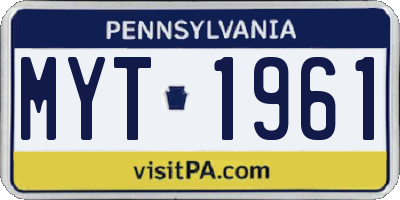 PA license plate MYT1961