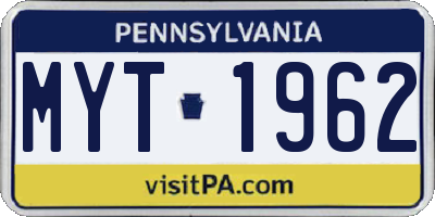 PA license plate MYT1962