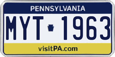 PA license plate MYT1963