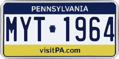 PA license plate MYT1964