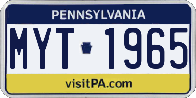 PA license plate MYT1965