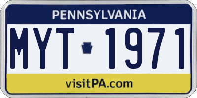 PA license plate MYT1971