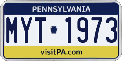 PA license plate MYT1973