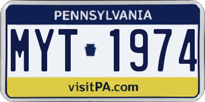 PA license plate MYT1974