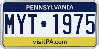 PA license plate MYT1975