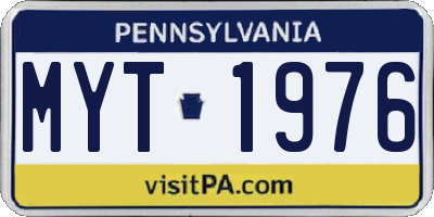 PA license plate MYT1976