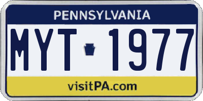 PA license plate MYT1977
