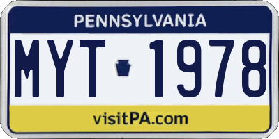 PA license plate MYT1978