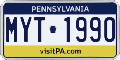 PA license plate MYT1990