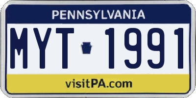 PA license plate MYT1991