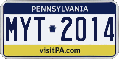 PA license plate MYT2014